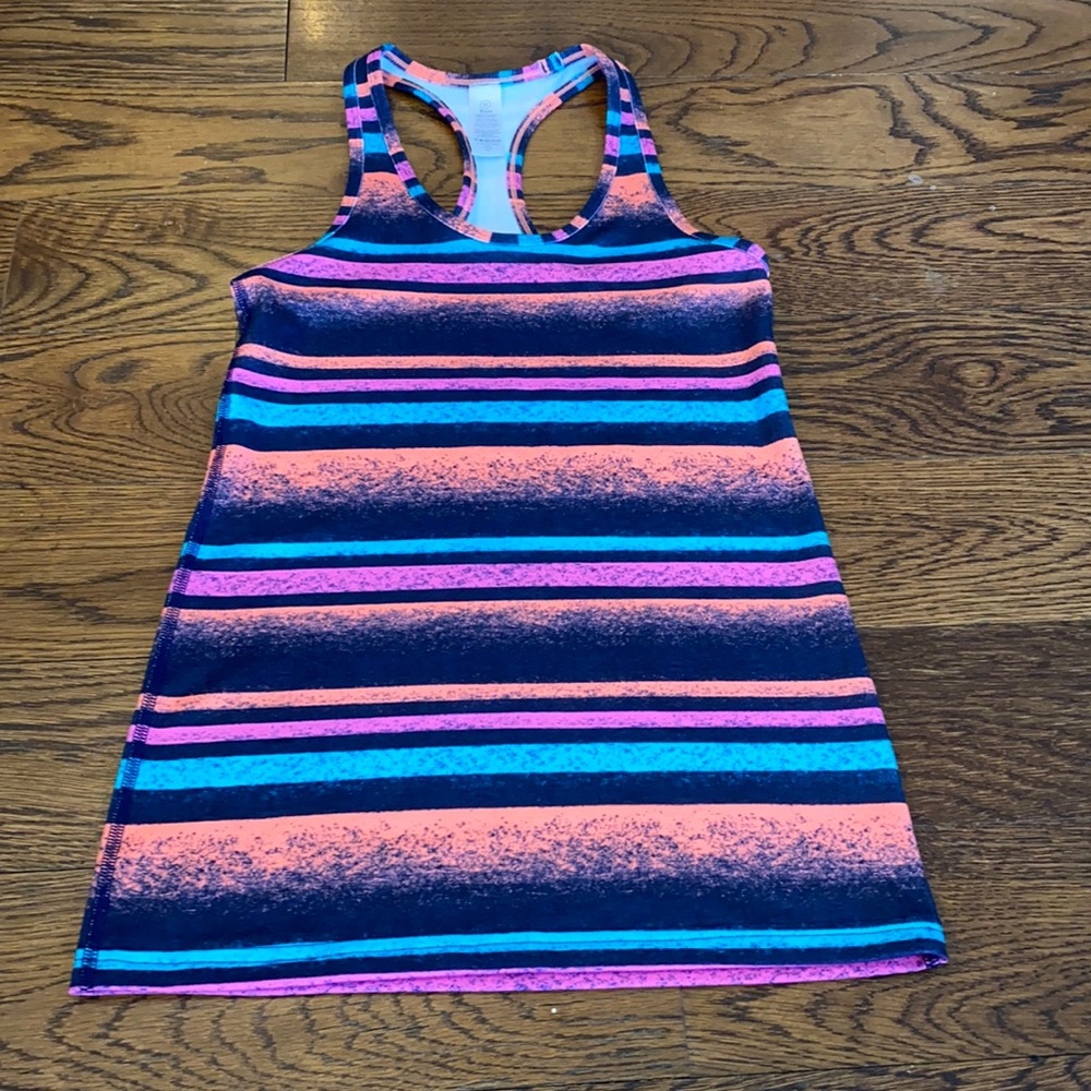 Girls Ivivva Tank Top (Size 10) - Orange, Blue, Pink, and Navy Striped